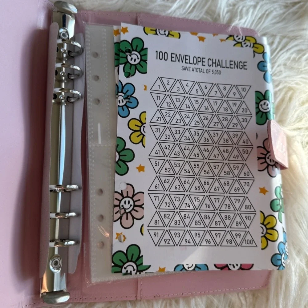 100 Envelope Savings Challenge Binder $5050 Money Budget Planner Pink New